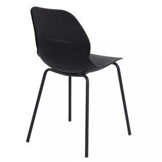 Sedia da Pranzo Nera con Gambe in Metallo Moderna