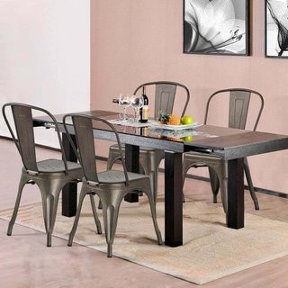 Sedia da Pranzo Nera in Acciaio Industrial 53x85cm