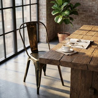 Sedia da Pranzo Industrial in Metallo Anticata