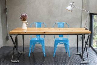 Sedia da Pranzo Metallo Azzurro Anticato 35x85cm