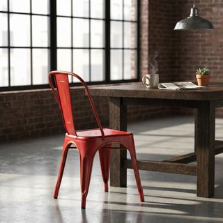 Sedia da Pranzo in Metallo Rosso Anticato 35x85cm