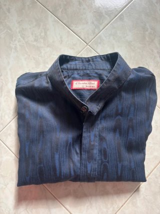 Camisa Emidio Tucci cuello mao azul marino moiré