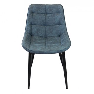 Sedia da Pranzo Imbottita Ecopelle Blu Gambe Nere
