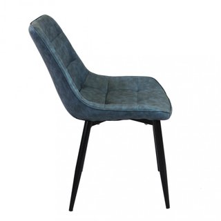 Sedia da Pranzo Imbottita Ecopelle Blu Gambe Nere