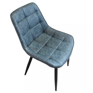 Sedia da Pranzo Imbottita Ecopelle Blu Gambe Nere
