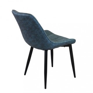 Sedia da Pranzo Imbottita Ecopelle Blu Gambe Nere
