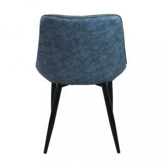 Sedia da Pranzo Imbottita Ecopelle Blu Gambe Nere