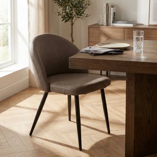 Sedia da Pranzo Imbottita in Ecopelle Gambe Nere