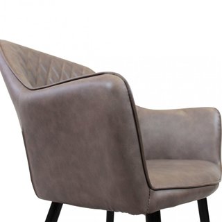Sedia in Ecopelle Marrone Trapuntata con Braccioli