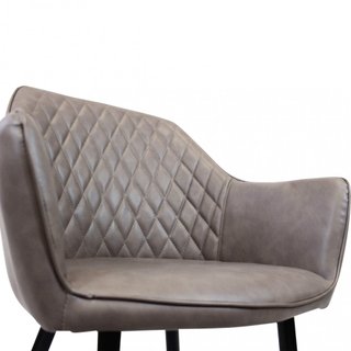 Sedia in Ecopelle Marrone Trapuntata con Braccioli