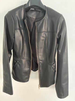 Cazadora Polipiel Zara Negra Talla S