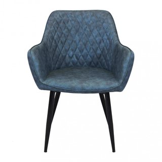 Sedia Pranzo Imbottita Ecopelle Blu Gambe Metallo