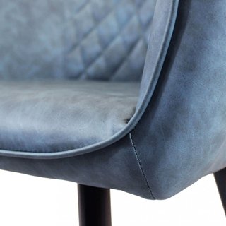 Sedia Pranzo Imbottita Ecopelle Blu Gambe Metallo