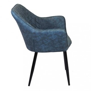 Sedia Pranzo Imbottita Ecopelle Blu Gambe Metallo