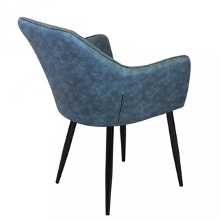 Sedia Pranzo Imbottita Ecopelle Blu Gambe Metallo