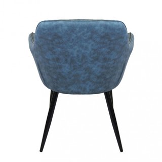 Sedia Pranzo Imbottita Ecopelle Blu Gambe Metallo