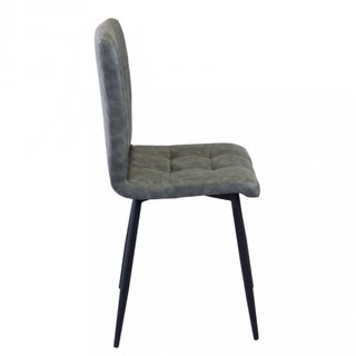 Sedia da Pranzo Ecopelle Grigio Gambe in Metallo