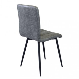 Sedia da Pranzo Ecopelle Grigio Gambe in Metallo