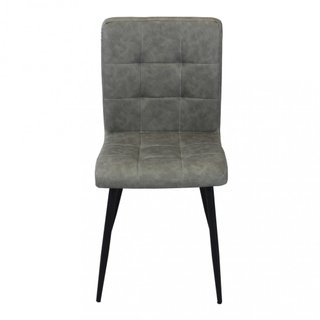 Sedia da Pranzo Ecopelle Grigio Gambe in Metallo