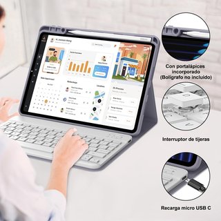 Funda teclado Xiaomi Pad 7/8 lila Bluetooth
