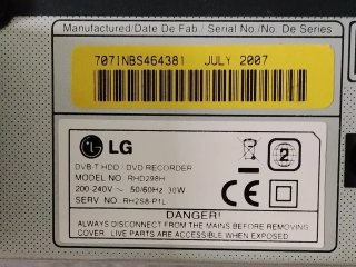Grabador LG RHD298H 250GB para piezas