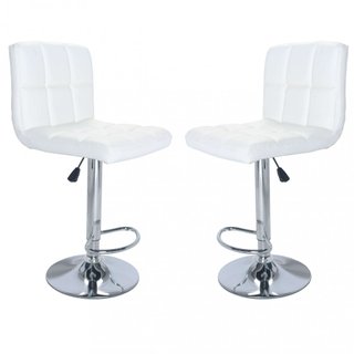 Sgabello Bar Girevole Regolabile Ecopelle Bianco