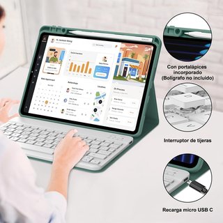 Funda teclado Xiaomi Pad 7/7 Pro verde Bluetooth