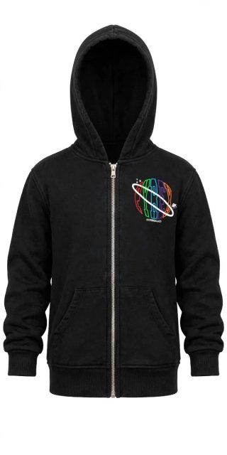 Felpa Pyrex Galaxy Zip Nera Bambino 10 Anni