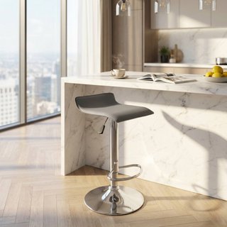 Sgabello Bar Regolabile 64/84cm Ecopelle Grigio