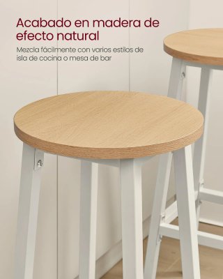 Set 2x Taburetes de Bar VASAGLE LBC132Y01 74 cm
