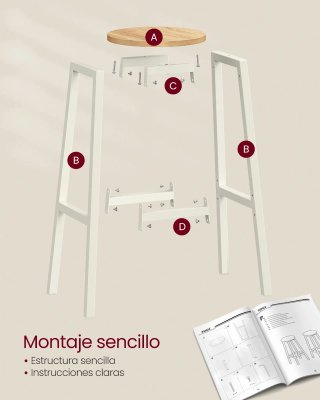 Set 2x Taburetes de Bar VASAGLE LBC132Y01 74 cm