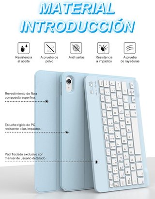 Teclado Bluetooth iPad 10/11 gen español azul
