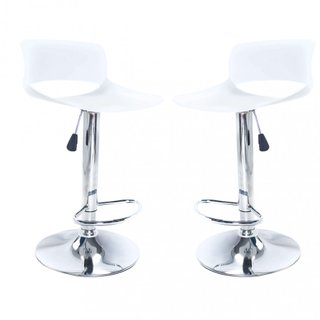 Set 2 Sgabelli Bar Regolabili Girevoli ABS Bianco