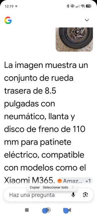 Rueda trasera patinete eléctrico
