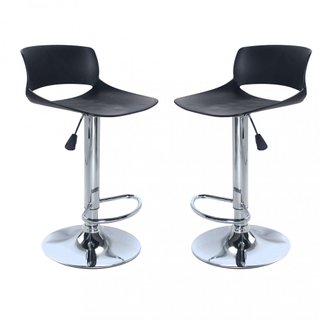 Set 2 Sgabelli Bar Regolabili Girevoli ABS Nero