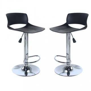 Set 2 Sgabelli Bar Regolabili Girevoli ABS Nero