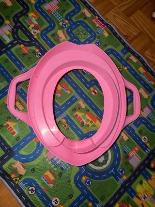Asiento reductor WC rosa con asas