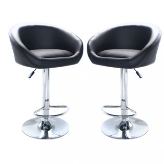 Set 2 Sgabelli Bar Acciaio e Ecopelle Nero 102cm