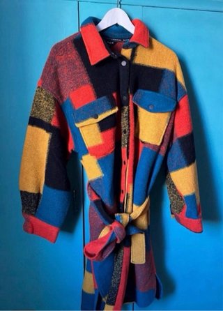 Abrigo de lana patchwork talla única