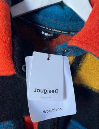 Abrigo de lana patchwork talla única