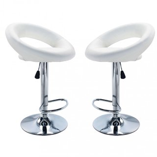 Set 2 Sgabelli Bar Regolabili in Ecopelle Bianco