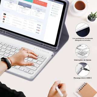 Funda teclado Samsung Tab S10+ 12.4 lila