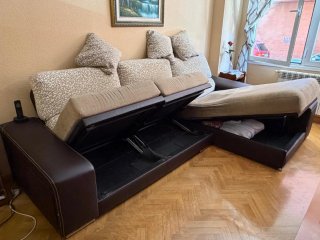 Sofá modular beige y marrón