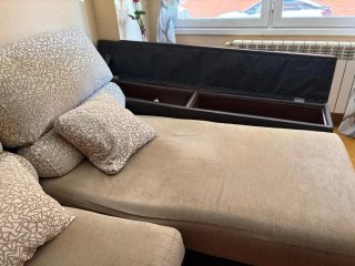 Sofá modular beige y marrón