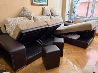 Sofá modular beige y marrón