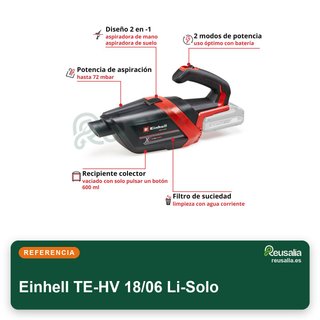 Einhell aspiradora mano TE-HV 18/06 Li-Solo