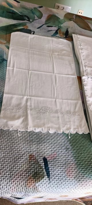 Sábana de Hilo de algodón antiguo. Cama 90cm