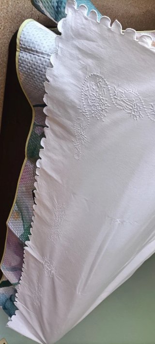 Sábana de Hilo de algodón antiguo. Cama 90cm