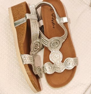 Sandalias de cuña plateadas Flyfox Talla 39
