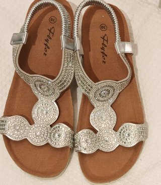 Sandalias de cuña plateadas Flyfox Talla 39